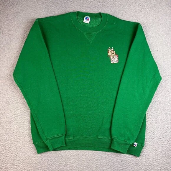 Vintage Christmas Sweatshirt XL Walker Tower Oklahoma University Sooners 80s - Picture 1 of 10